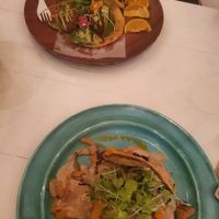 Foreground Mofongo,  background falafel tacos at Arte Sano in Aguadilla