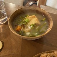 one of the best miso soup ever with loooot of veggies (for free with lunch menu)  at Hito Kukan - 人空間 - Maybe closed in Osaka
