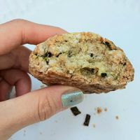 Savory scone with scallions and vegan cheese #Veganuary at Dear Vegan Bakery in Bucheon