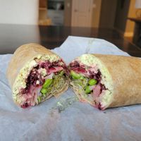 Tofu salad wrap at delisheeeYo in Hilton Head Island