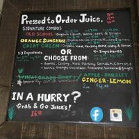 Juice menu at delisheeeYo in Hilton Head Island