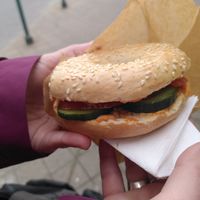 Hummus bagel at Muterem Kavezo in Budapest