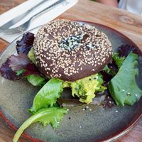 Rye vegan bagel at KOA in Caparica