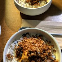 Coconut porridge, blood orange curd and chocolate at Homeground Coffee & Kitchen in Windermere