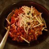 pearl risotto with black truffle oil and vegan cheese at Ziryab in Barcelona