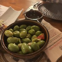 The tasting menu starts with olives…..  at Ziryab in Barcelona