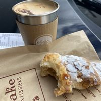 Almond croissant and oat mocha. Beat mocha yet!  at Arobake in Wellington