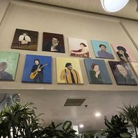 Oakland legends on the wall  at Grand Lake Kitchen in Oakland