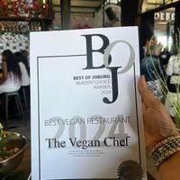 Best Vegan Restaurant Award  at The Vegan Chef - Sandton in Johannesburg