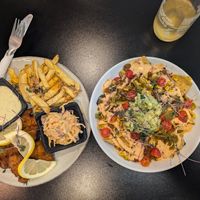 Fried fish and nachos at The Vegan Chef - Sandton in Johannesburg