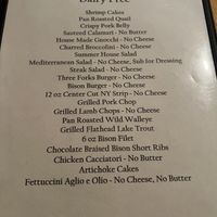 Part of the allergy menu  at Three Forks Grille in Columbia Falls