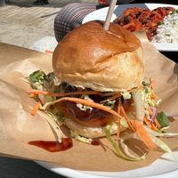 Korean Vegan chicken burger at The Watering Hole in Perranporth