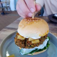 Vegan Burger at Little Parliament in Rainbow Beach