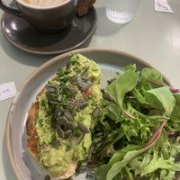 Smashed avo. No tomatoes though it states so. No replacement for goats cheese even though it states vegan option.   at Little Parliament in Rainbow Beach