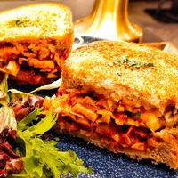 Vegan grilled cheese kimchi sandwich at Am I Addicted in Central Singapore