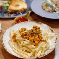 Hooked on Gochujang Fries – Served with Mayo. Can be veganised by removing the Mayo sauce.  at Am I Addicted in Central Singapore