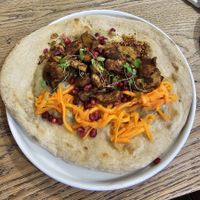 Vegan Chicken Shawarma Flatbread at Hot Numbers Coffee Roasters - Shepreth in Royston