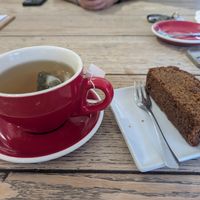 Peppermint tea and Jamaican ginger cake at Hot Numbers Coffee Roasters - Shepreth in Royston