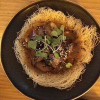 crispy noodles and eggplant at TOFU Girona in Girona