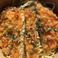 Heura ramen (soup was in separate container)  at TOFU Girona in Girona