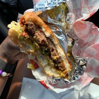 Tabassco burger (slaw, cheese, chilli, and mustard) at Romeo's Vegan Burgers in Charlotte