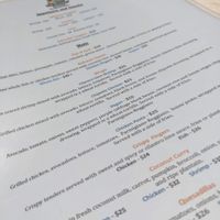 Menu at The Coconut Husk Restaurant & Beach Bar in Hopkins