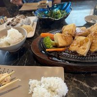 Teriyaki tofu with collection of veggie rolls  at Sakura Sushi & Grill in Hilo
