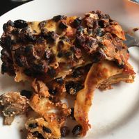 black bean lasagna  at Kao's in Malmo
