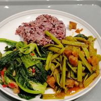 Rice w 2 dishes, 70 baht at Talalaks  in Bangkok