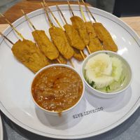 Soy protein satay. Perfect satay sauce. at Talalaks  in Bangkok