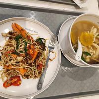 OMG this spaghetti with soy protein! and so good Thai soup with so much mushrooms, herbs and pumpkin etc. at Talalaks  in Bangkok