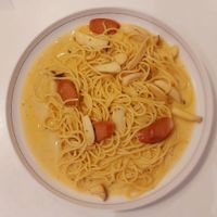 Vegan pasta carbonara at Talalaks  in Bangkok