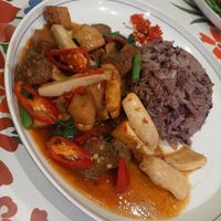 Fried Tofu and vegetables at Talalaks  in Bangkok