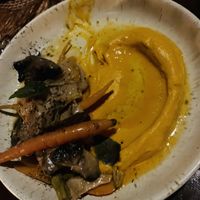 Carrot hummus and pickled veggies  at Moro at Habitas in Tulum
