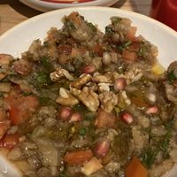 Baba ganoush, rice in wine leaves  at Mezze in Lisbon