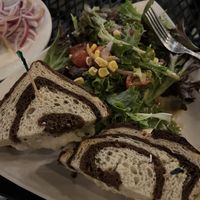 Vegan Rueben with side salad (RED ONIONS WERE INTENSE)  at Secret Garden Cafe in Sedona