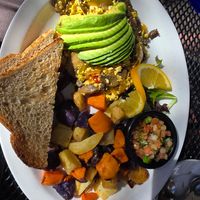 Delicious garden tofu scramble w sourdough toast at Secret Garden Cafe in Sedona
