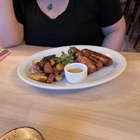 Vegan sausages with potatoes, kraut, and mustard. All gf as well, and the mustard was DIVINE    at Jagerberg Beer Hall and Tavern in Hunter