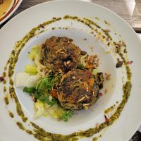 Vegan version of spinach knödel at Dürnbecker in Gmund Am Tegernsee