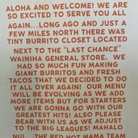 Important message  at Red Hot Mama's in Princeville