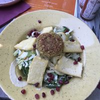 Tofu salad (with extra falafel for me)  at VegANGELov  in Belgrade