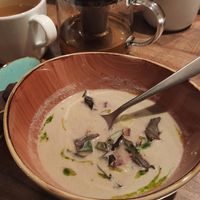 Mushroom soup of the day at VegANGELov  in Belgrade