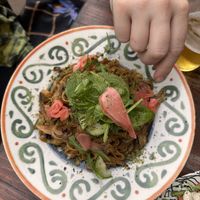 Mushroom noodles  at VegANGELov  in Belgrade