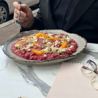 Beet risotto  at VegANGELov  in Belgrade