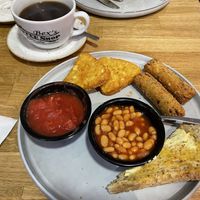 Vegan full English - mushrooms and half the toast already gone! (Was about £5)  at Bex's Coffee Shop & Cafe in Huddersfield