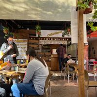 Outdoor seating  at Chilakilazos in Mexico City