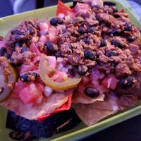 Regular nachos made vegan- take off queso and added black beans/vegan beef at Salt 2.0 in Torrington