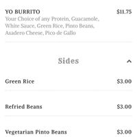 Side options  at Sancho Tacos in Breckenridge