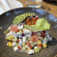 Vegan coconut ceviche  at Las Estrellas in Tulum