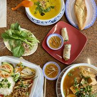 Curry, com tam, bun rieu and spring rolls #Veganuary at Thuong An lac in Honolulu
